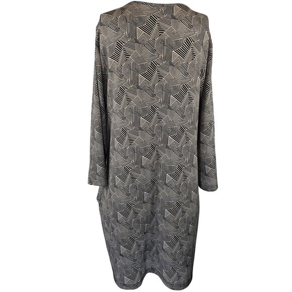 Ulla Popken Brown Black Geometric Pockets Long Line Tunic Mini Dress 16/18 - Picture 3 of 6